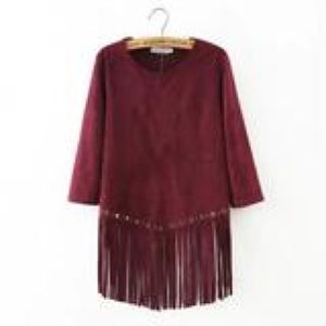 Burgundy fringe top